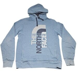 North Face Hoodie S Blue Vertical Half Dome Logo Pullover Gorpcore Minimalist